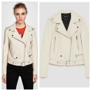 RARE ZARA BASIC M Faux Leather Moto Biker Jacket